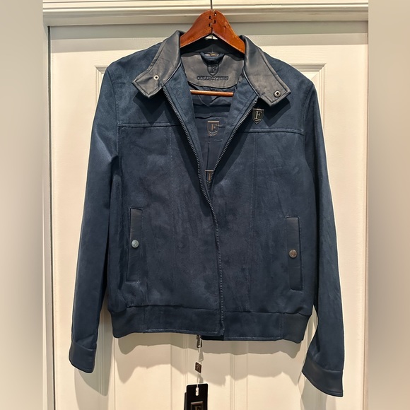 NWT Ferrari Men’s Medium F Collections Jacket Navy Blue Suede Coat Zippe… - Picture 2 of 10